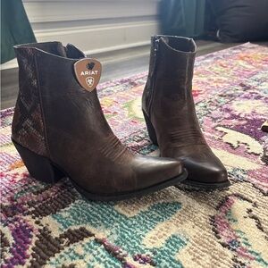 Ariat Women's Snakeskin Pattern Brown Ankle Boots